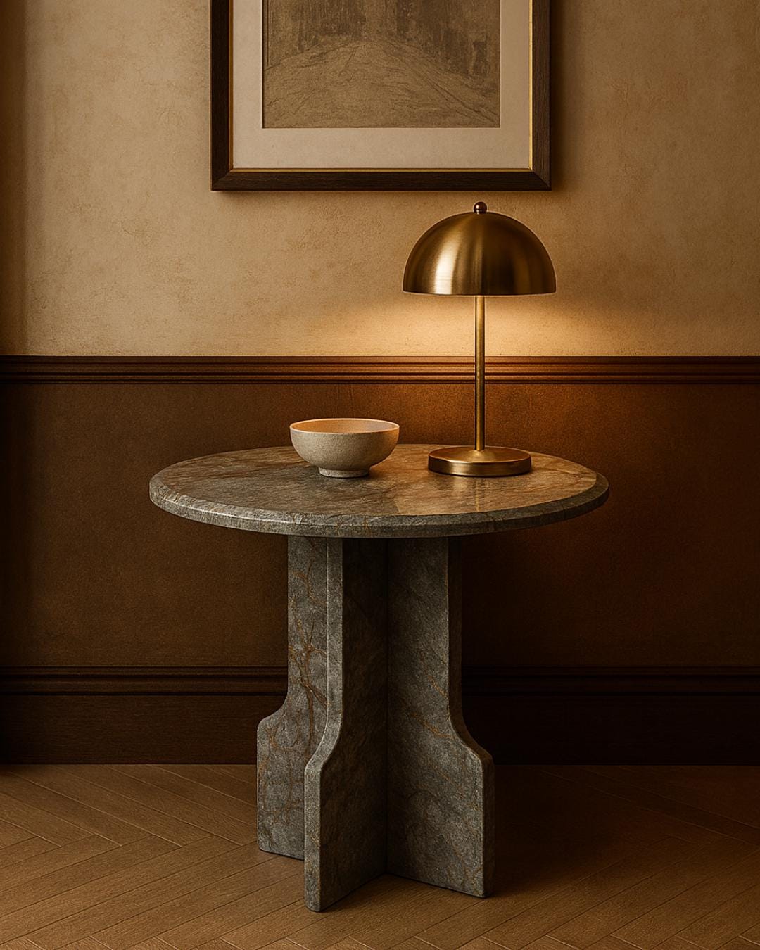 Handmade Round Marble Side Table: Modern Accent Decor