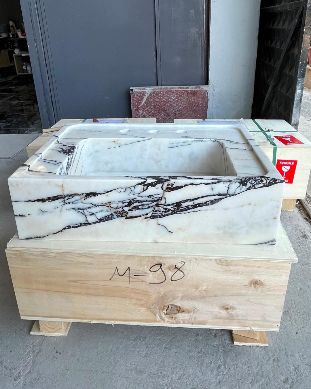 Handmade Lilac Marble Vessel Sink, Natural Stone Fluted Basin, Countertop Bathroom Vanity